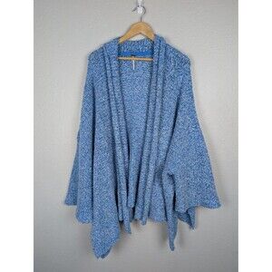 Free People Cardigan Womens Small Blue Knit Open Front Oversized Boho Mb